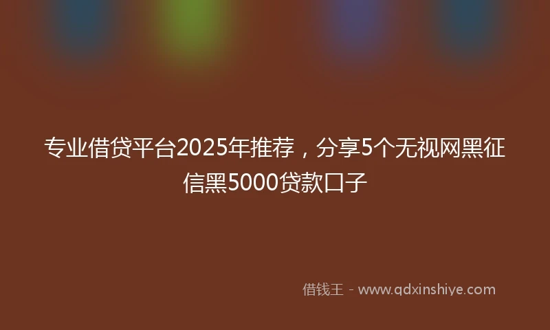 专业借贷平台2025年推荐，分享5个无视网黑征信黑5000贷款口子