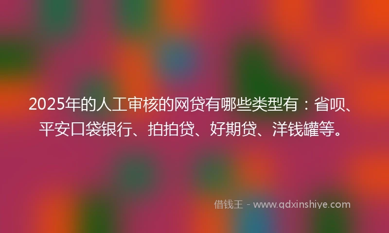 2025年的人工审核的网贷有哪些类型有：省呗、平安口袋银行、拍拍贷、好期贷、洋钱罐等。