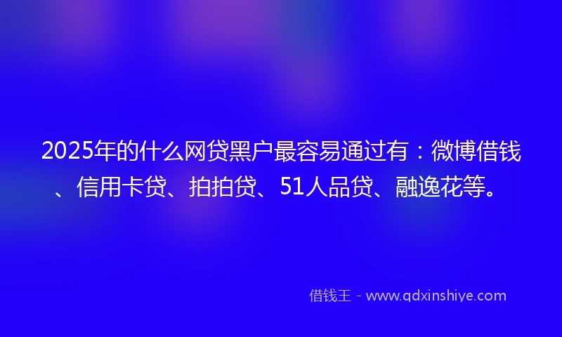 2025年的什么网贷黑户最容易通过有：微博借钱、信用卡贷、拍拍贷、51人品贷、融逸花等。