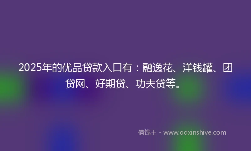 2025年的优品贷款入口有：融逸花、洋钱罐、团贷网、好期贷、功夫贷等。
