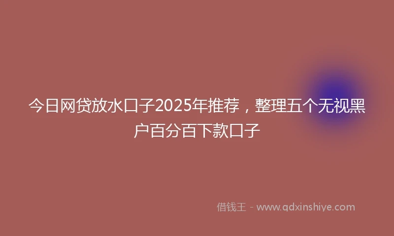 今日网贷放水口子2025年推荐，整理五个无视黑户百分百下款口子