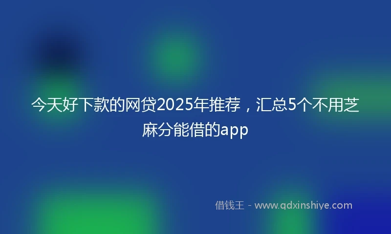 今天好下款的网贷2025年推荐，汇总5个不用芝麻分能借的app