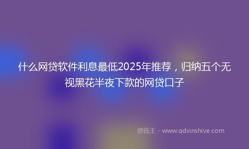 什么网贷软件利息最低2025年推荐，归纳五个无视黑花半夜下款的网贷口子