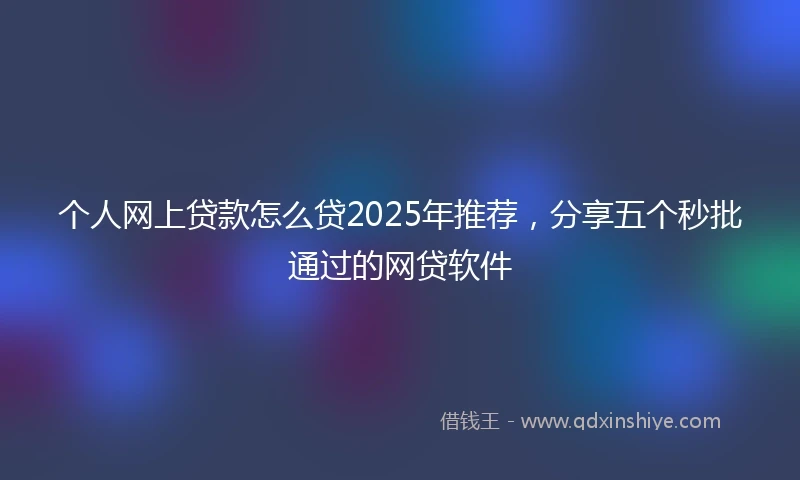 个人网上贷款怎么贷2025年推荐，分享五个秒批通过的网贷软件