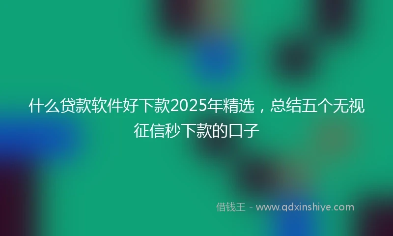 什么贷款软件好下款2025年精选，总结五个无视征信秒下款的口子