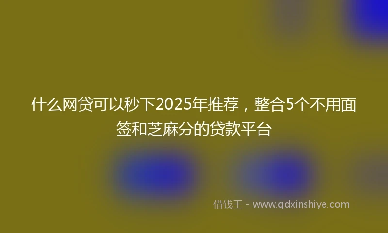什么网贷可以秒下2025年推荐，整合5个不用面签和芝麻分的贷款平台