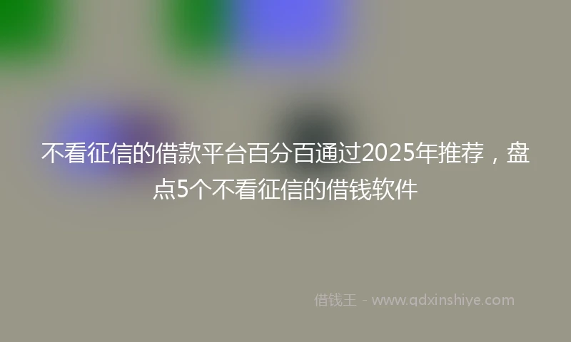 不看征信的借款平台百分百通过2025年推荐，盘点5个不看征信的借钱软件