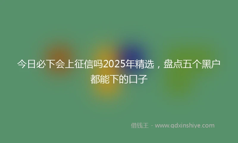 今日必下会上征信吗2025年精选，盘点五个黑户都能下的口子