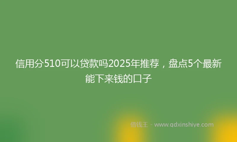 信用分510可以贷款吗2025年推荐，盘点5个最新能下来钱的口子