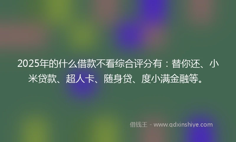 2025年的什么借款不看综合评分有：替你还、小米贷款、超人卡、随身贷、度小满金融等。
