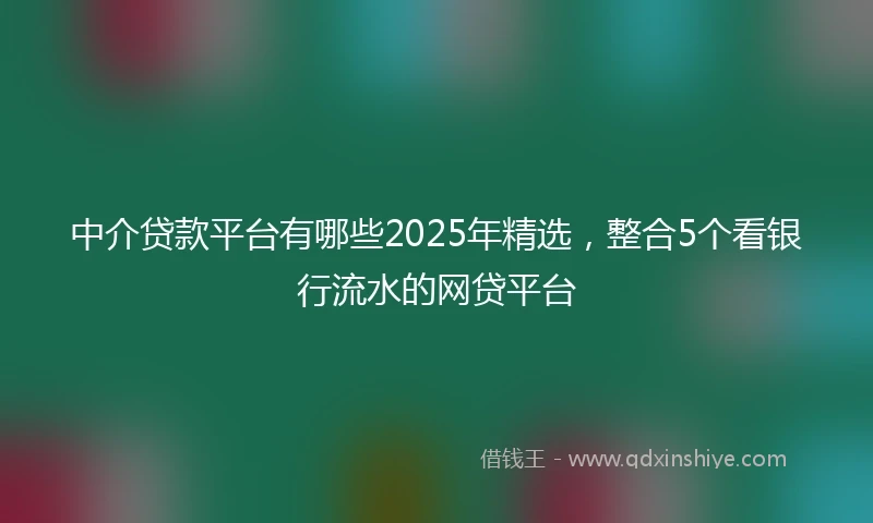 中介贷款平台有哪些2025年精选，整合5个看银行流水的网贷平台
