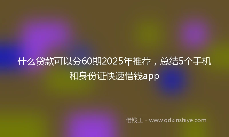 什么贷款可以分60期2025年推荐，总结5个手机和身份证快速借钱app