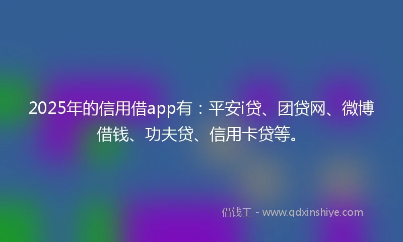 2025年的信用借app有：平安i贷、团贷网、微博借钱、功夫贷、信用卡贷等。