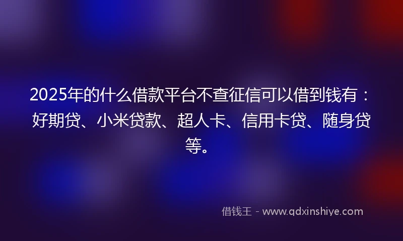 2025年的什么借款平台不查征信可以借到钱有：好期贷、小米贷款、超人卡、信用卡贷、随身贷等。