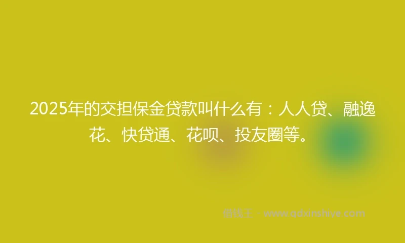 2025年的交担保金贷款叫什么有：人人贷、融逸花、快贷通、花呗、投友圈等。