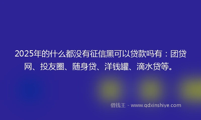 2025年的什么都没有征信黑可以贷款吗有：团贷网、投友圈、随身贷、洋钱罐、滴水贷等。