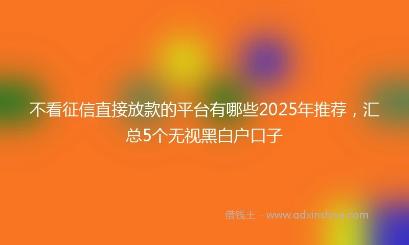 不看征信直接放款的平台有哪些2025年推荐，汇总5个无视黑白户口子