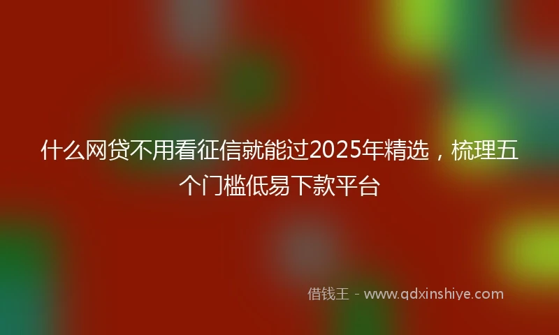什么网贷不用看征信就能过2025年精选，梳理五个门槛低易下款平台