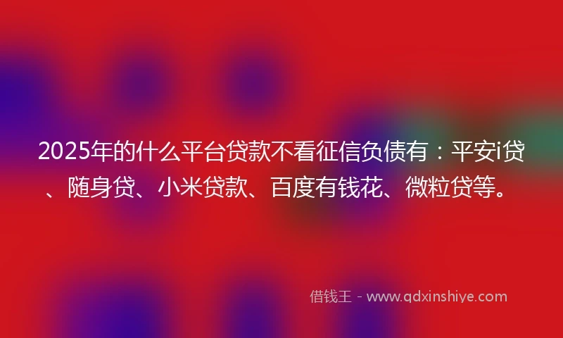 2025年的什么平台贷款不看征信负债有：平安i贷、随身贷、小米贷款、百度有钱花、微粒贷等。