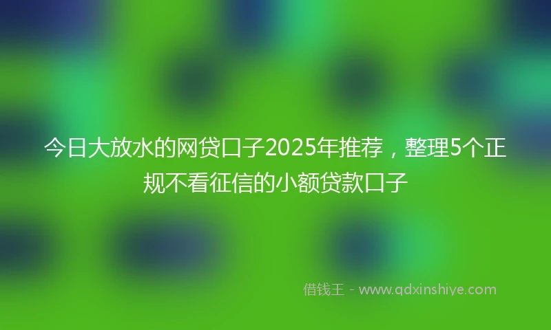 今日大放水的网贷口子2025年推荐，整理5个正规不看征信的小额贷款口子