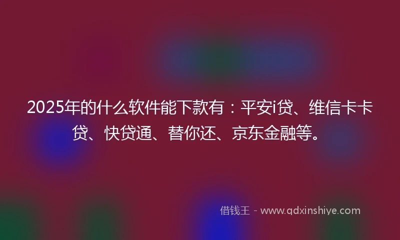 2025年的什么软件能下款有：平安i贷、维信卡卡贷、快贷通、替你还、京东金融等。