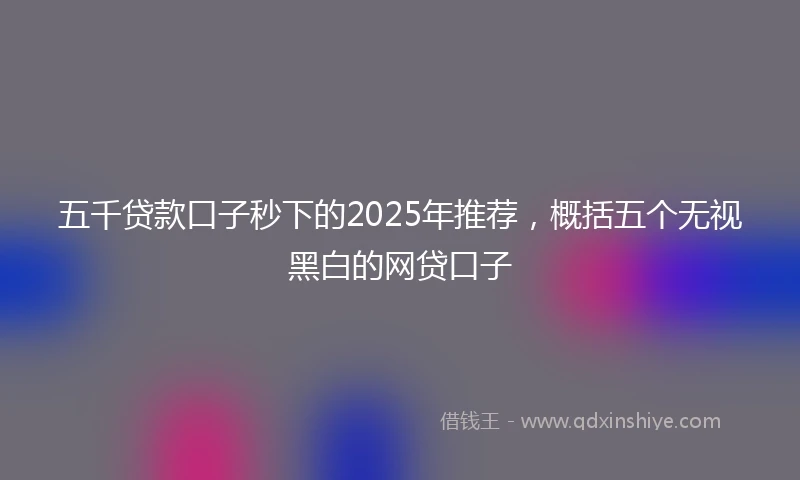 五千贷款口子秒下的2025年推荐，概括五个无视黑白的网贷口子