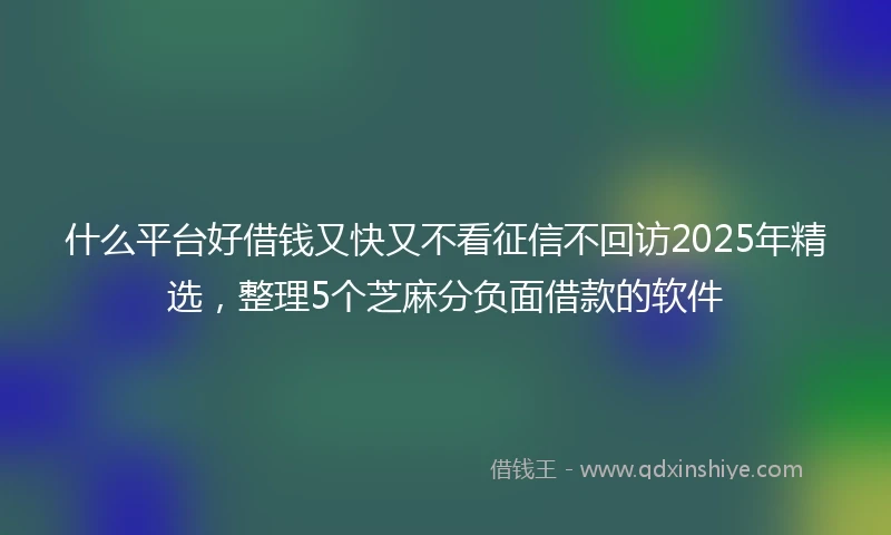 什么平台好借钱又快又不看征信不回访2025年精选，整理5个芝麻分负面借款的软件
