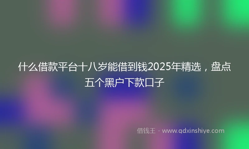 什么借款平台十八岁能借到钱2025年精选，盘点五个黑户下款口子