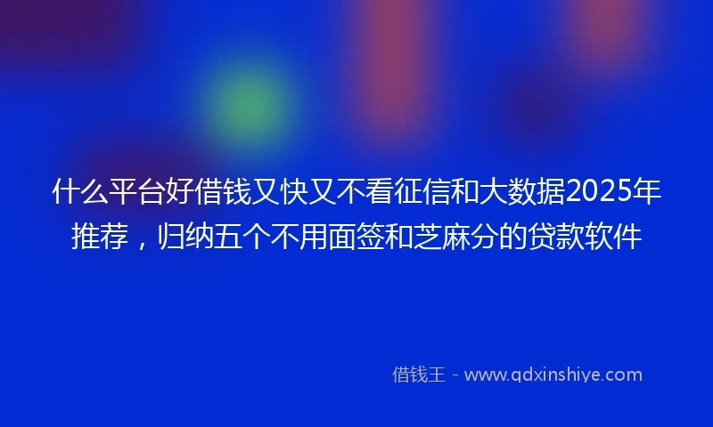 什么平台好借钱又快又不看征信和大数据2025年推荐，归纳五个不用面签和芝麻分的贷款软件