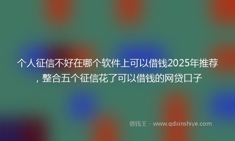 个人征信不好在哪个软件上可以借钱2025年推荐，整合五个征信花了可以借钱的网贷口子