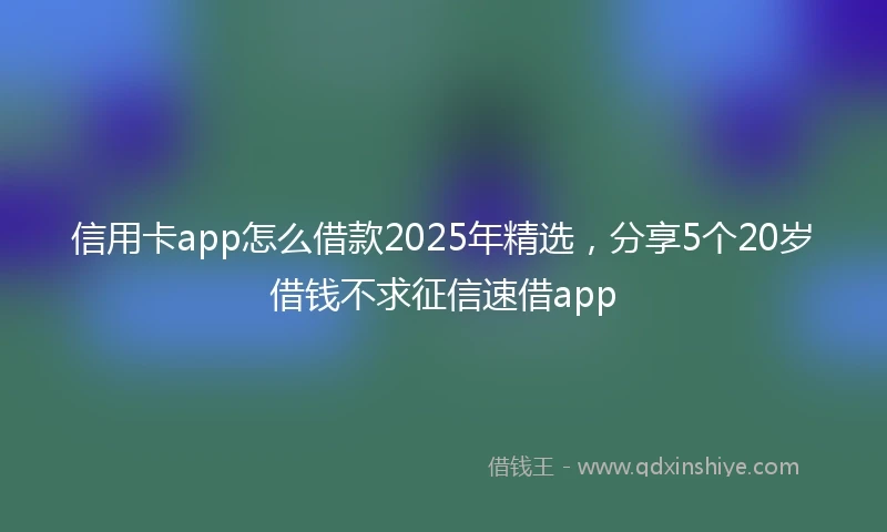 信用卡app怎么借款2025年精选，分享5个20岁借钱不求征信速借app