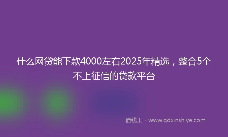 什么网贷能下款4000左右2025年精选，整合5个不上征信的贷款平台