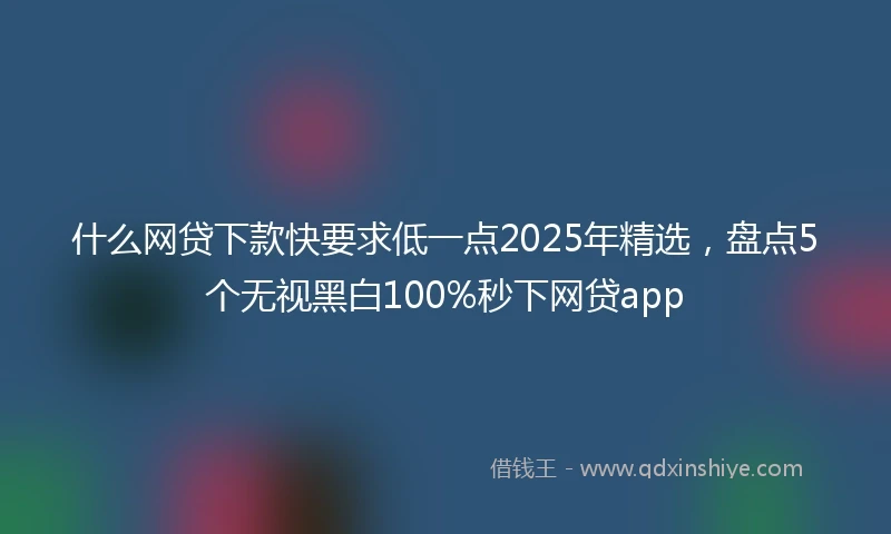 什么网贷下款快要求低一点2025年精选，盘点5个无视黑白100%秒下网贷app