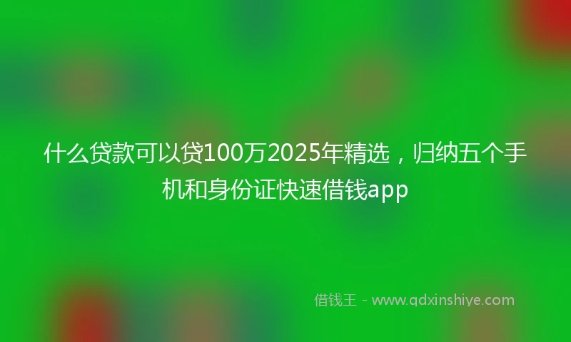 什么贷款可以贷100万2025年精选，归纳五个手机和身份证快速借钱app