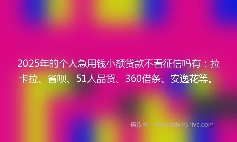 2025年的个人急用钱小额贷款不看征信吗有：拉卡拉、省呗、51人品贷、360借条、安逸花等。