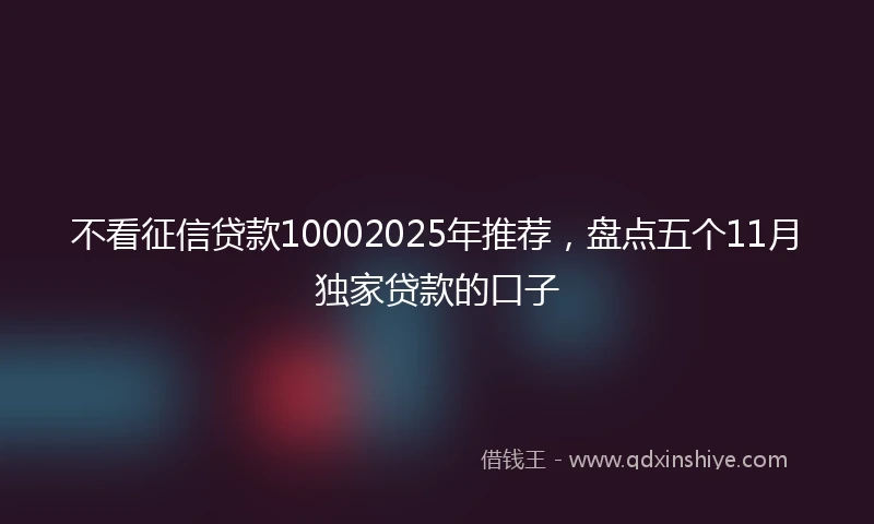 不看征信贷款10002025年推荐，盘点五个11月独家贷款的口子