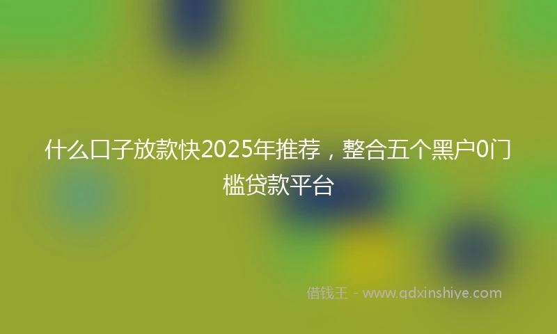 什么口子放款快2025年推荐，整合五个黑户0门槛贷款平台