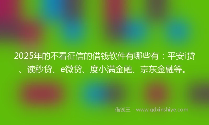 2025年的不看征信的借钱软件有哪些有：平安i贷、读秒贷、e微贷、度小满金融、京东金融等。