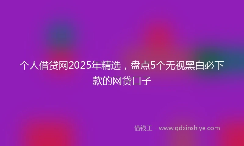 个人借贷网2025年精选，盘点5个无视黑白必下款的网贷口子