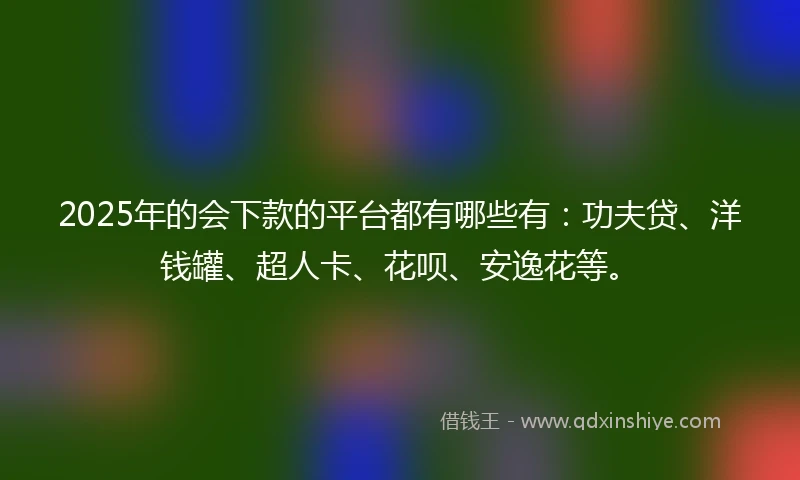 2025年的会下款的平台都有哪些有：功夫贷、洋钱罐、超人卡、花呗、安逸花等。
