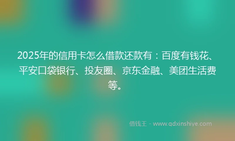 2025年的信用卡怎么借款还款有：百度有钱花、平安口袋银行、投友圈、京东金融、美团生活费等。