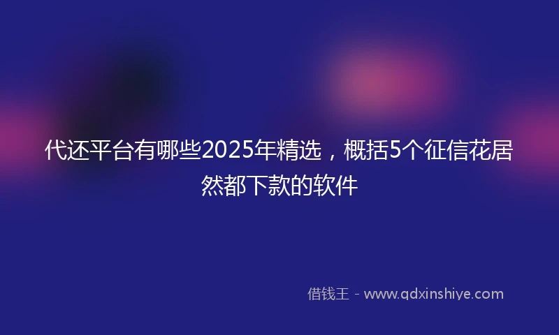 代还平台有哪些2025年精选，概括5个征信花居然都下款的软件