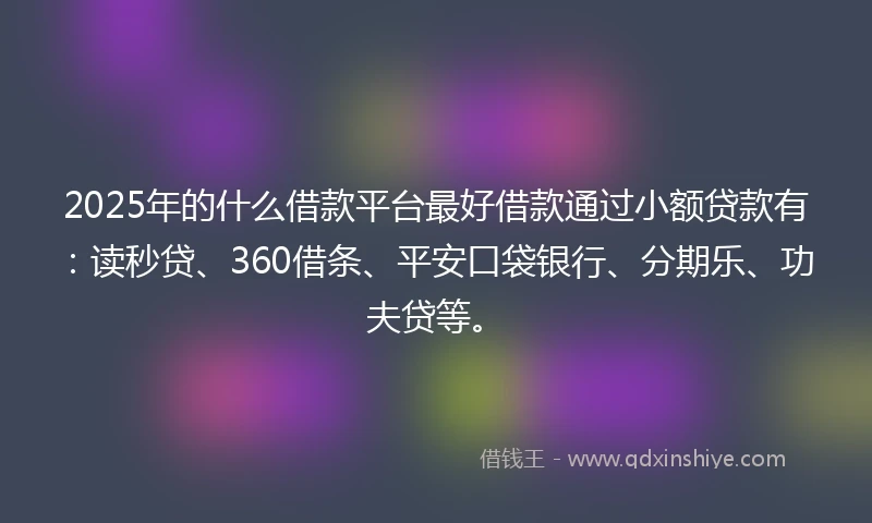 2025年的什么借款平台最好借款通过小额贷款有：读秒贷、360借条、平安口袋银行、分期乐、功夫贷等。