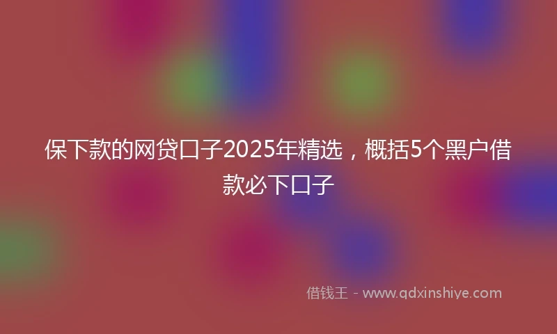 保下款的网贷口子2025年精选，概括5个黑户借款必下口子