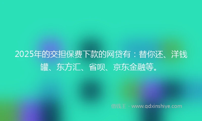 2025年的交担保费下款的网贷有：替你还、洋钱罐、东方汇、省呗、京东金融等。