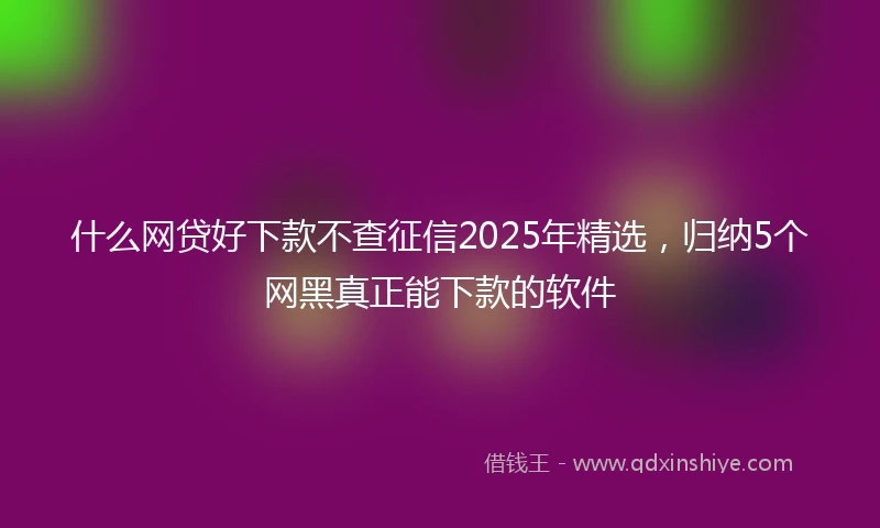 什么网贷好下款不查征信2025年精选，归纳5个网黑真正能下款的软件