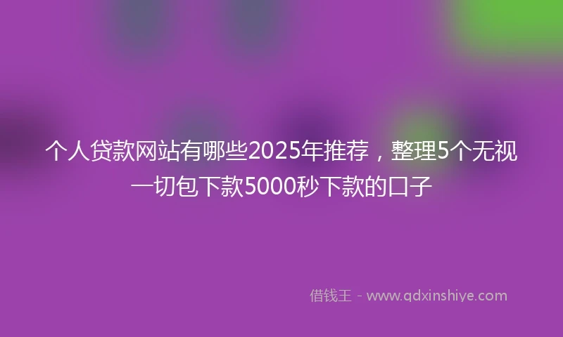 个人贷款网站有哪些2025年推荐，整理5个无视一切包下款5000秒下款的口子