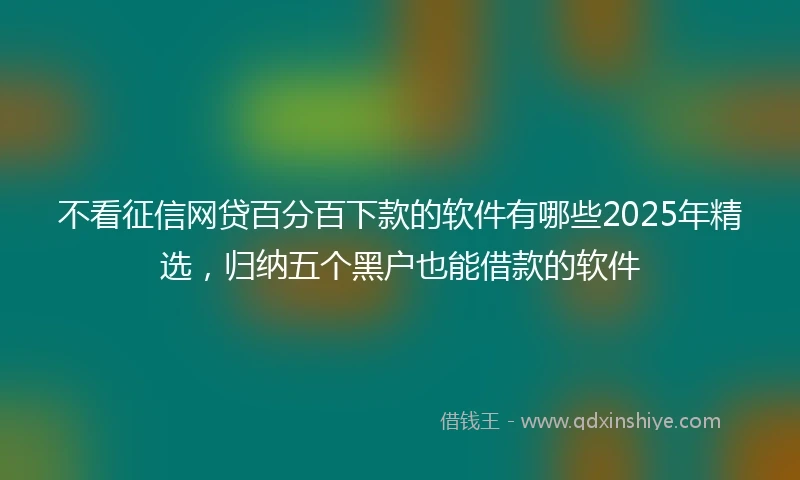 不看征信网贷百分百下款的软件有哪些2025年精选，归纳五个黑户也能借款的软件