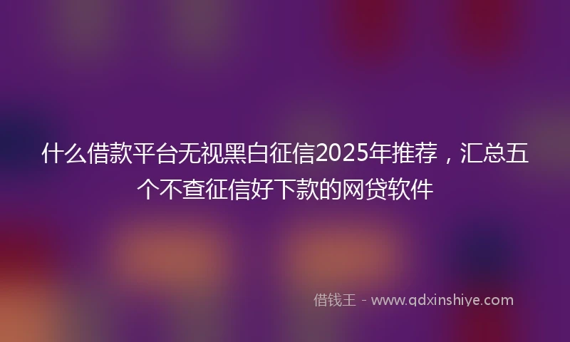 什么借款平台无视黑白征信2025年推荐，汇总五个不查征信好下款的网贷软件