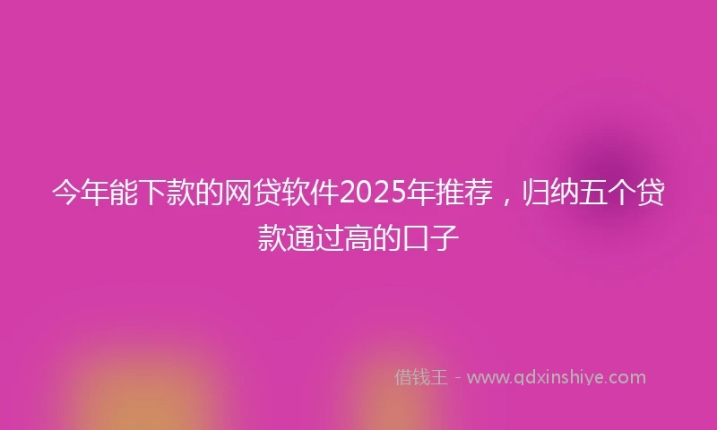 今年能下款的网贷软件2025年推荐，归纳五个贷款通过高的口子